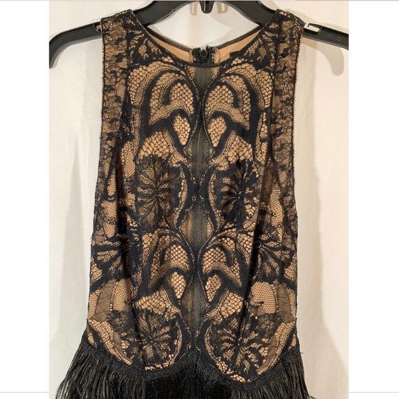 NEW $648 Tadashi Shoji‎ Aubrie Mini Fringe Lace Great Gatsby Dress [ SZ 2 ] - Picture 5 of 13